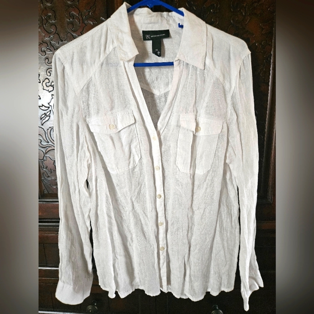 White Button-Up Linen Shirt